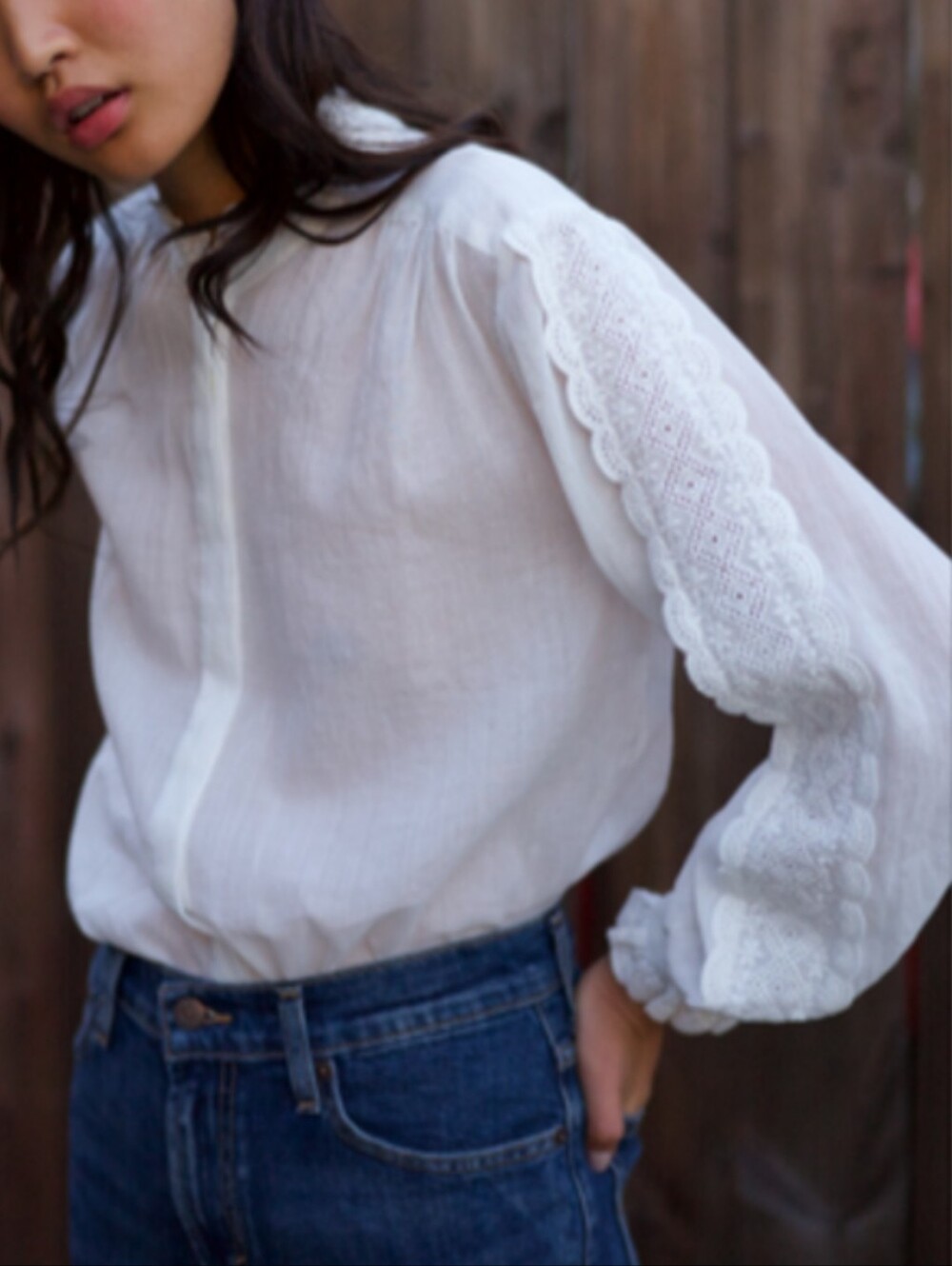 Trovata Solene Lace Trim Blouse
